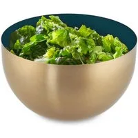 relaxdays Servierschüssel 2 x Salatschüssel Edelstahl grün-gold, Edelstahl