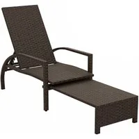 KOMFOTTEU Gartenliege, Sonnenliege mit ausziehbarer Fußstütze & Armlehnen