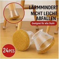 JASLIFE Stuhlbezug 24 Stück Stuhlbeinschoner Stuhlbeinkappen mit Filz, Stuhlgleiter Filz, Bodenschonend, rutschfest & leise ideal für Fliesen, Parkett, Laminat