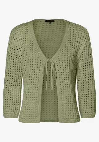 MORE & MORE - Ajour-Cardigan grün - Gr. - 46