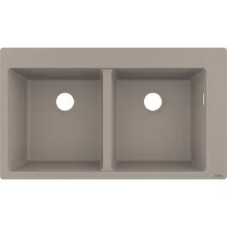 hansgrohe Einbauspüle 43316380 880 x 510 mm, 2 Hauptbecken, Hahnlöcher vordefiniert, betongrau