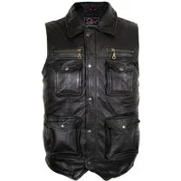 MDM Lederweste Herren Freizeit Lederweste aus echtem Lamm Nappa Leder