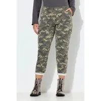 Ulla Popken Cargoshorts Boyfriend-Hose Camouflage Fransensaum