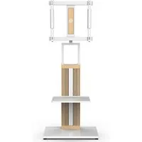 FITUEYES TV-Ständer TV-Standfuß mit verstellbarer Ablage, 32-65 Zoll, (bis 65,00 Zoll, höhenverstellbar, schwenkbar ±30°, aus Buchenholz)