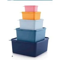 TUPPERWARE Vorratsdose Tupperware Basic Line Set 5-teilig mit Deckel stapelbar