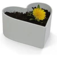 matches21 HOME & HOBBY Blumentopf Herz Pflanzschale für draussen Vintage Dekoschale grau 15 cm (1 St), Wetterfeste Blumen-Schale als Garten-Deko oder Friedhof Grab-Schmuck