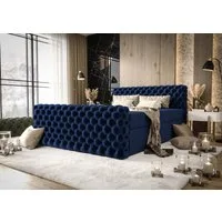 B&B Home Boxspringbett Boxbett Figo IV 180 cm 200 cm (inkl zwei Bettkästen, Multipocket-Matratze und Topper, Chesterfield)