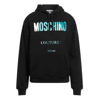 Schwarzer Kapuzenpullover Mit Auffälligem Moschino-logo
