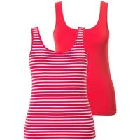 Ulla Popken Unterhemd Tanktops 2er-Pack Biobaumwolle Ringel/uni