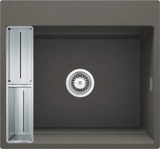Neuesbad 1-Becken Granitspüle 560x520x220, 3,5", Anthrazit Metallic, mit SPACE SAVER CLICK NB1DEZRMT10A1
