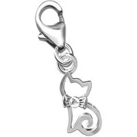 Limana Charm-Einhänger Katze Damen Anhänger 925 Silber Karabiner Schmuck Geschenk (Stein von SWAROVSKI®, inkl. Dose), Geburtstag Weihnachten Muttertag