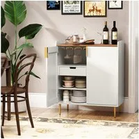 HOLTICO Weinschrank Multifunktionaler Bar-Schrank, moderner Kaffeetresen-Schrank (1-St) mit 9 Flaschenregalen, 6 Glas-Halterungen, Schublade & Regalen
