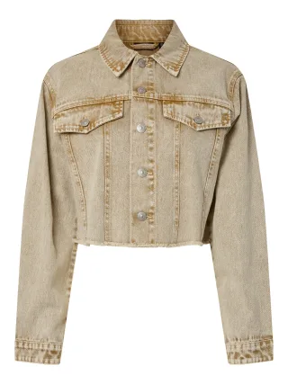 PIECES - PCFAY CROPPED DENIM JACKET sandshell - Gr. - XS