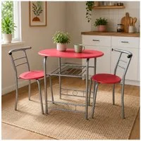 HTI-Living Essgruppe Tischgruppe Rot Merit, (Set, 3-tlg., 1 Tisch, 2 Stühle), Essgruppe 1 Tisch 2 Stühle