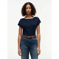 Tommy Hilfiger Kurzarmshirt GOLD BTN CAP-SLV BOAT-NK TEE Baumwolle, mit goldfarbenen Knöpfen