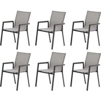Gardissimo Gartenstuhl 6er Set Stapelstuhl Aluminium Nonwood Stapelsessel Catania anthrazit (Spar-Set, 6 St), wetterfest Aluminium 120 kg belastbar stapelbar