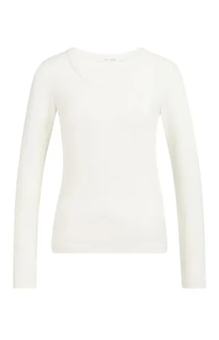 Yaya - Langarmshirt für Damen mit Rundhalsausschnitt weiß - Gr. - S