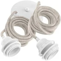 Hoopzi Pendelleuchte Hang 2 Pendelleuchte 2,5m Textilkabel 2 X E27 Fassung, ohne Leuchtmittel, Vintage