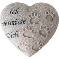 MF Grabkerze Grabdeko Tristeza Herz Grau Pfotenabdrücke Outdoor Katze Katzenpfoten (1-tlg)