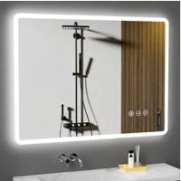 GIMBELEN Badspiegel LED mit 3 Lichtfarben, beschlagfrei und dimmbar, Touch-Schalter (1-St), Explosionsgeschütztes Glas, IP44, 60x80cm