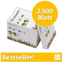 Infowerk Druckerpapier Kopierpapier 2500 Blatt A4 80g Premium Weiß Testsieger PEFC, PEFC-Zertifikat (GFA-PEFC-COC-500582)
