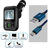 EAXUS Bluetooth FM-Transmitter für Wiedergabe Smartphone -> Autoradio, KFZ-Transmitter Bluetooth, USB-Sticks, 3,5-mm-Klinke, microSD, Mit Freisprechfunktion und USB-Anschluss zum Laden