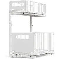 JEOBEST Küchenregal Küchen-Organizer, Unter Waschbecken Regal Metall, Ausziehbar Schublade, 2 Etagen, Höhenverstellbar, Herausziehen Regal Veranstalter