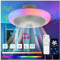 oyajia Deckenventilator 60W Leise Deckenventilator, Dimmbare LED Deckenleuchte RGB Farbwechsel, Musik Lamp Luftzirkulation Funktion für Wohnzimmer Schlafzimmer Küche
