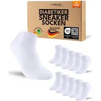 sockenkauf24 Diabetikersocken Sneaker Socken Diabetiker ohne Gummibund & ohne Naht Baumwolle (20-Paar) Diabetiker Socken mit Komfortbund ohne Gummi für Damen & Herren