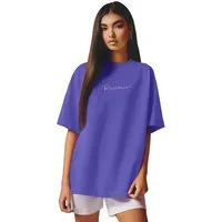 Reichstadt Oversize-Shirt Damen Oversized Kurzarmshirt Brand Stick 23RSW044 mit Stitching am Kragen