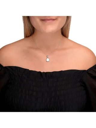 Zeeme Gemstones Halskette Silber 925 rhodiniert 42+5cm Perlmutt weiß Topas blau