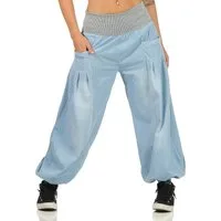malito more than fashion Haremshose malito Damen Pumphose im Denim Style, perfekte Jeans zum Tanzen, mit elastischem Bund und Eingriffstaschen Einheitsgröße