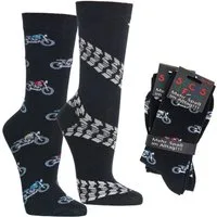 Wowerat Freizeitsocken 2 Paar Fun Socken, Spaß mit Socken, Motorrad Motive, Geschenkidee