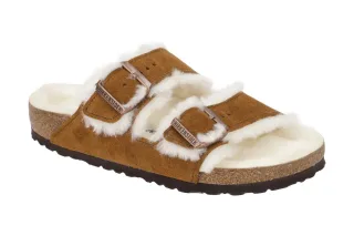 Birkenstock 1001128 BS Arizona_Shearling Braun Mink Lammfell Pantoletten