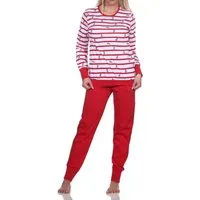 Normann Pyjama Damen Schlafanzug mit Bündchen in maritimer Optik - auch in Übergröße