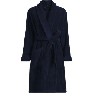 Knielanger Bademantel aus Baumwoll-Frottee in Petite-Größe, Damen, size: petite, Blau, Baumwolle, by Lands' End