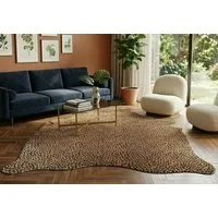 KUHFELL online & NOMAD Fellteppich KUHFELL TEPPICH STIERFELL MIT LEOPARDEN OPTIK ca. 210 x 190 cm