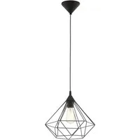 EGLO Pendelleuchte TARBES Hängeleuchte, Pendellampe, Vintage, Retro, Stahl, schwarz E27, ohne Leuchtmittel, Wohnzimmerlampe, Esstischlampe, Drahtgeflecht, 1 flammig, 110x32,5cm