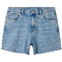 Name It Jeansshorts NKFROSE HW MOM DNM SHORTS Baumwollmischung, Stretch, Regular Fit, ausgefranster Saum