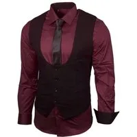 Baxboy Langarmhemd Baxboy Hemd/Weste/Krawatte Set Business Herrenanzug-Set HWKR B-101