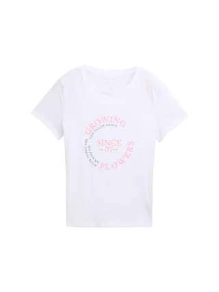 Denim Tom Tailor - T-Shirt mit Print white - Gr. - S