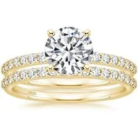 ROUGEMONT Memoirering Extravaganter zweiteiliger Moissanit Memoirere Set 2 Ringe 925 Silber (Zweiteiliges Set aus zwei Ringen)