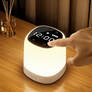 Elfeland Portable Night Light with LED Display Timer Setting Bedside Lamp 2400mAh Rechargeable LED Clock Dimmable Touch