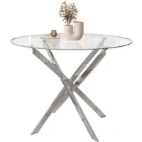 Lookway Esstisch CRISTAL 100 cm Runder Esstisch mit Glasplatte, Durchmesser Ø 100 cm