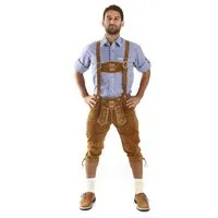 Almbock Trachtenlederhose Trachtenlederhose Herren Kniebund, Trachtenhose Lederhose mittelbraun (1-tlg)