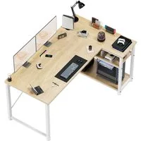 HOMALL Eckschreibtisch 100/120L Form mit Ablagefächern, 2 Tier DIY Lagerregalen Computertisch (L-formiger Schreibtischumit Regal,100/120/140/160cm,Geeignet fur Burotisch, Arbeitszimmer, Schlafzimmer), Schreibtisch,PC Tisch,Heimbüro