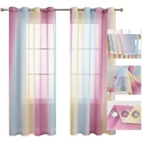 BTTO V&G Scheibengardine 1/2er Set Vorhang, Ösen Gardine Transparente Voile Fensterschal (2 St), Vorhang Farbverlauf