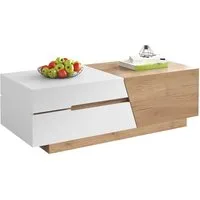 Sweiko Couchtisch Ausziehbarer Couchtisch, (Wohnzimmertisch mit Schubladen, 1-St., Beistelltisch mit Farbblockstruktur und verstecken Stauraum)