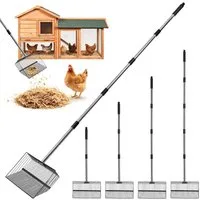 Clanmacy Futterschaufel Hühnerkotschaufel 4-in-1 Verstellbare Hühnerstall Zubehör 91-190cm