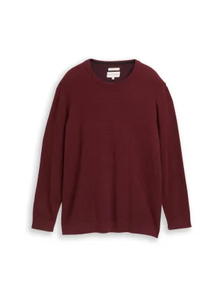 Tom Tailor - Plus Size - Strickpullover aus Baumwolle bordeaux melange - Gr. - 3XL